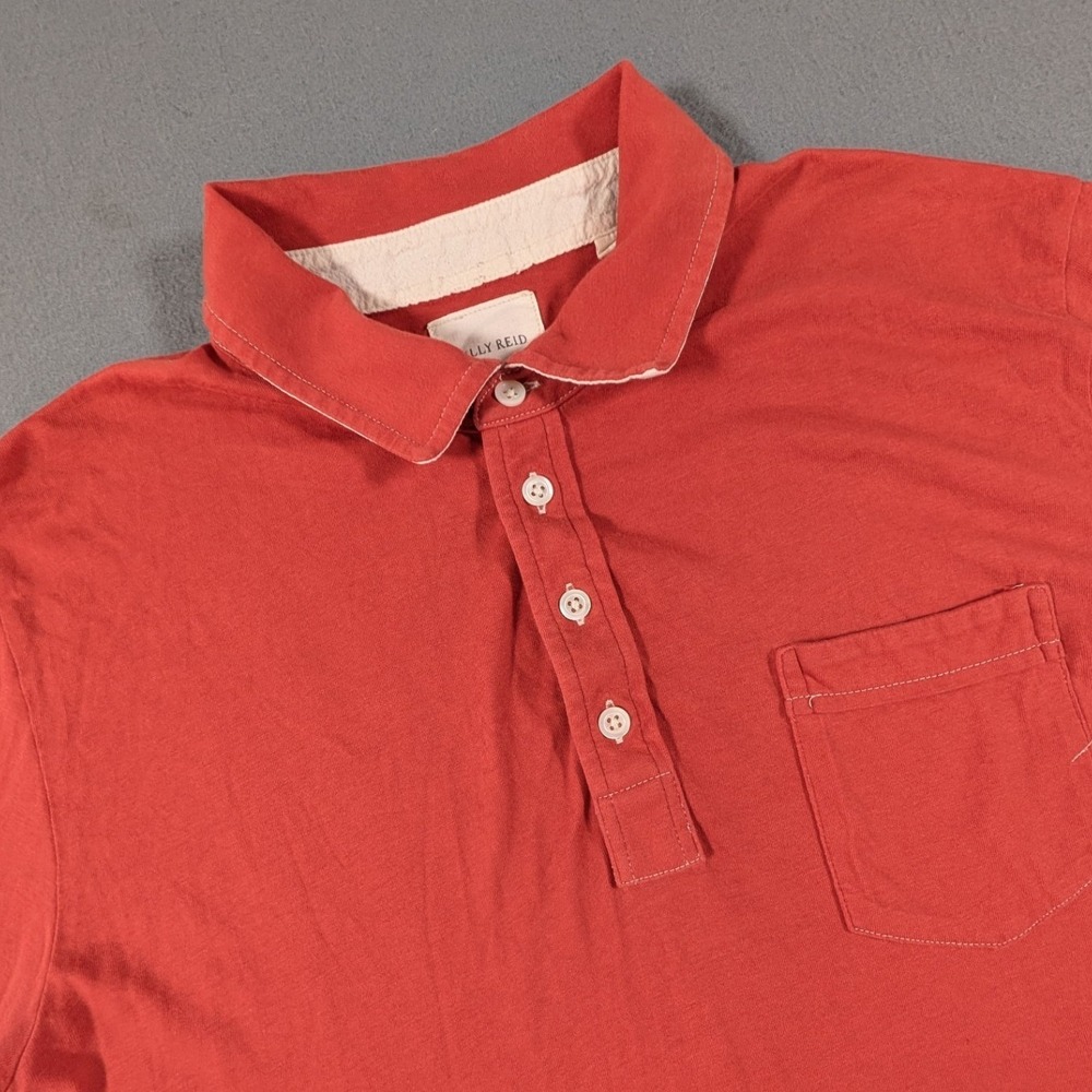 Billy Reid Polo Shirt Mens Large Short Sleeve Pocket Contrast Stitch